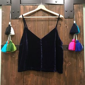 Madewell Velvet ButtonDown Cami Blue Cobalt Indigo